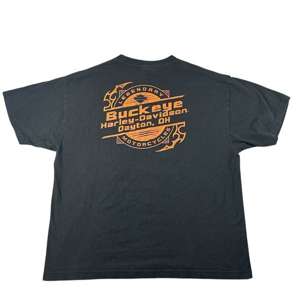 Harley Davison Skull Graphic Shirt Men’s XXL Buckeyes Dayton Ohio Motorcycle Y2K - Picture 3 of 11